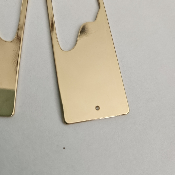 NEW Anthropologie Gold Geometric Earrings Minimalist Contemporary Metallic - Picture 4 of 6
